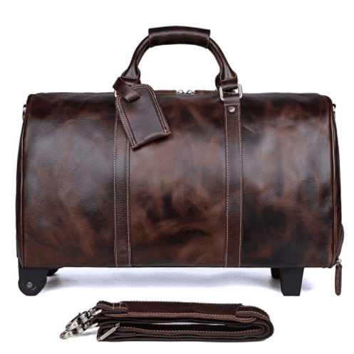 Large Capacity Cowhide Trolley Travel Bag - Fashioinista