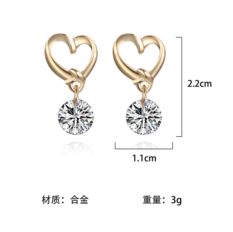 New Fashion Love Shiny Zircon Earrings Hypoallergenic Heart Earrings Simple Women Long Earrings Korean Jewelry - Fashioinista