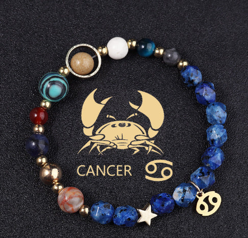 Twelve Constellations Bracelets Natural Stone Cut Surface Hemp Stone Eight Planets