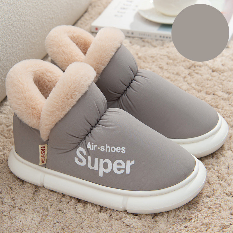 Warm House Shoes Plush Fleece High Back Heel Slippers Home Winter Warm Couple Shoes - Fashioinista