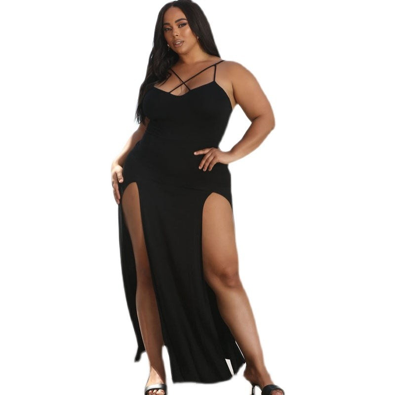 Plus Size Fat Women Dresses Summer Sling Big Dress - Fashioinista