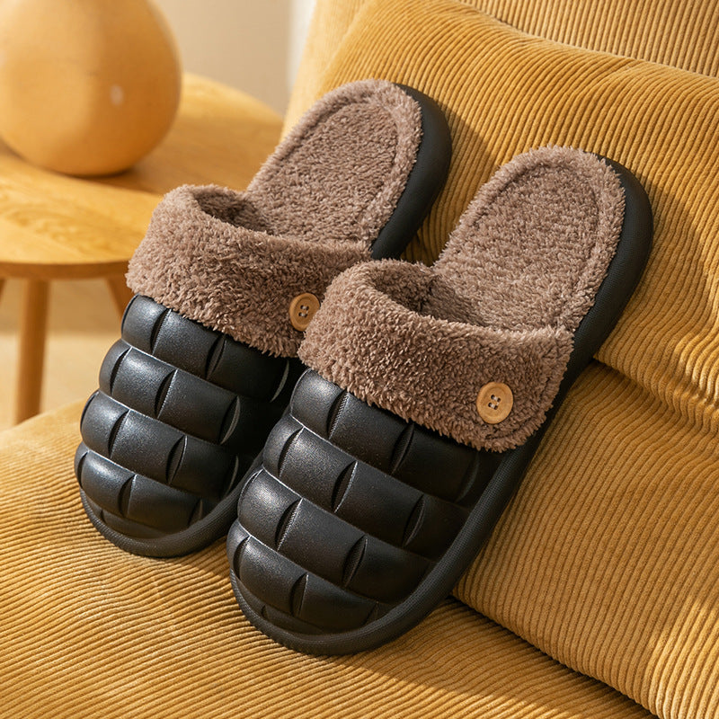 Plaid Slippers EVA Detachable Slippers Cozy Nonslip Warm Plush Shoes Winter House Shoes For Women - Fashioinista