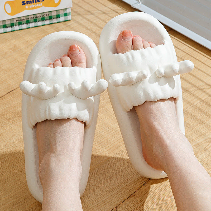 Cute Deer Horn Slippers Summer Women's House Shoes Non-slip Bathroom Slipper - Fashioinista