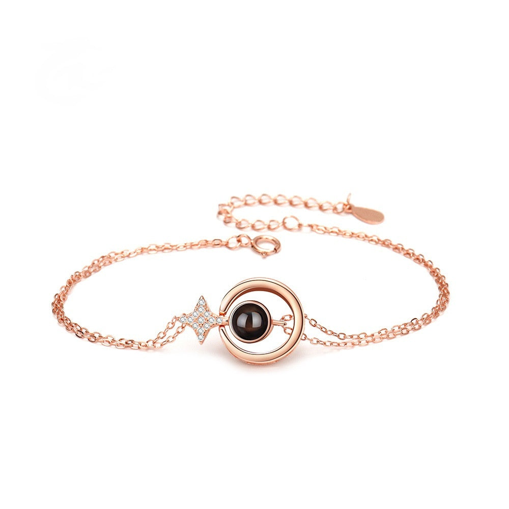 S925 Round Star Studded Diamond Women's Bracelet