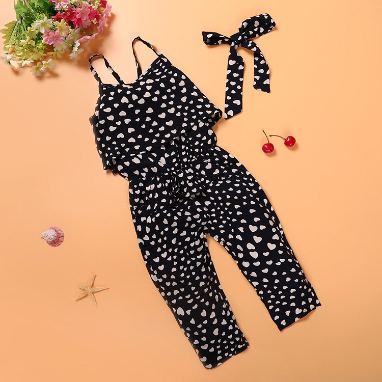 Fashion Summer Kids Girls Clothing Sets Cotton Sleeveless Polka Dot Strap Girls Jumpsuit Clothes Sets Outfits Children Suits - Fashioinista