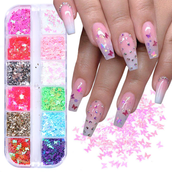 Symphony butterfly sequin nail decoration - Fashioinista