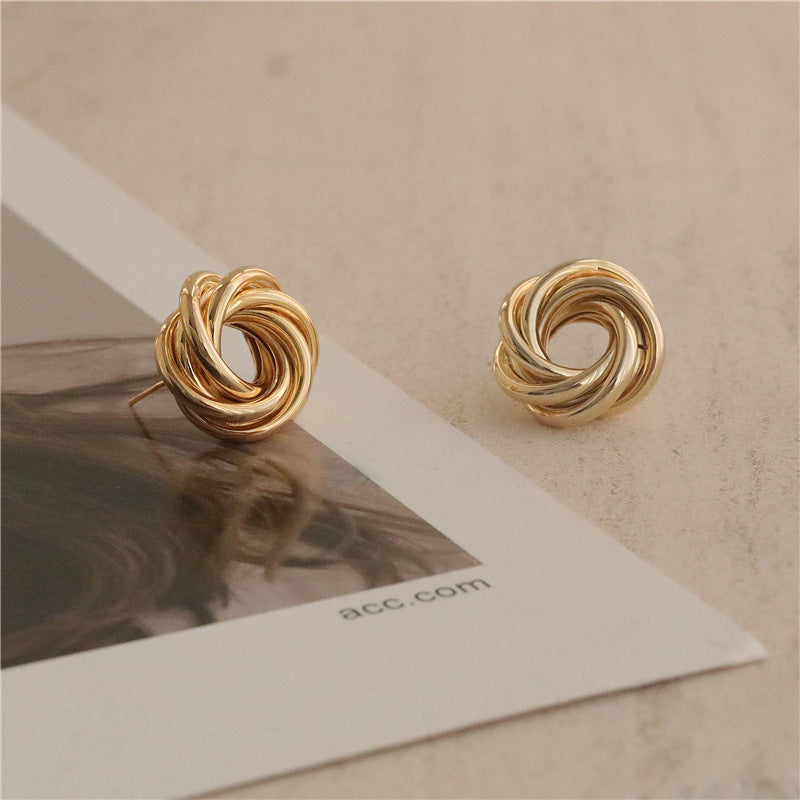 Flower-Shaped Earrings Metal Winding Geometric Hollow Earrings Earrings Women
