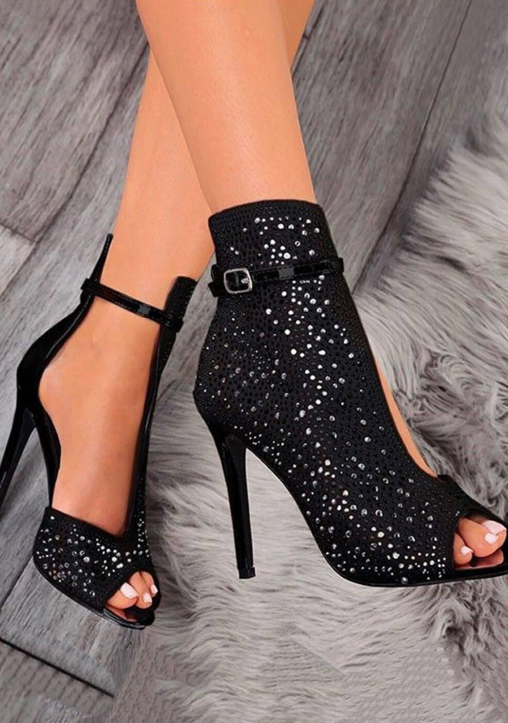 Fishbill Rhinestone Heels - Fashioinista