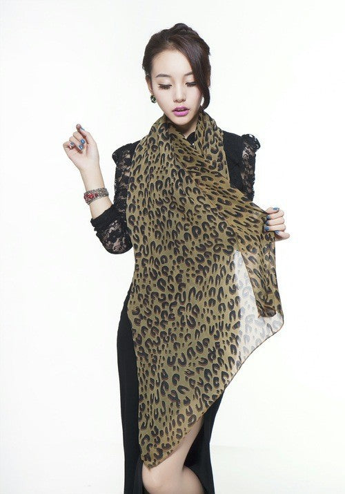 Chiffon Korean fashion scarves scarf leopard long scarf - Fashioinista