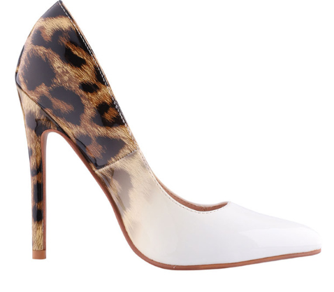 Shallow mouth pointed fine with color matching leopard sexy fashion high heels - Fashioinista