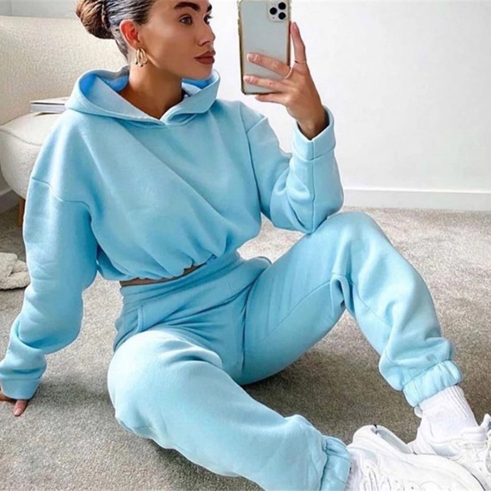 Jogging Suits For Women 2 Piece Sweatsuits Tracksuits Sexy Long Sleeve HoodieCasual Fitness Sportswear - Fashioinista