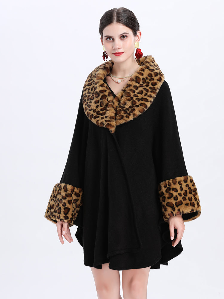 Loose Plus Size Fashion Fox Fur Collar Cloak Cape Women - Fashioinista