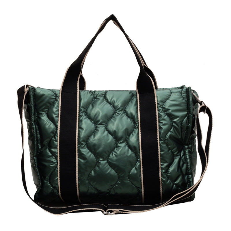 Rhombus Sewing Tote: Winter Down Shoulder Bag - Fashioinista