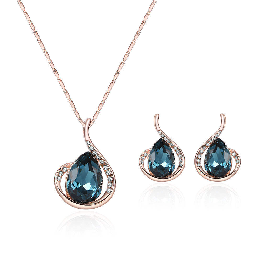 Diamond crystal bridal necklace and earrings