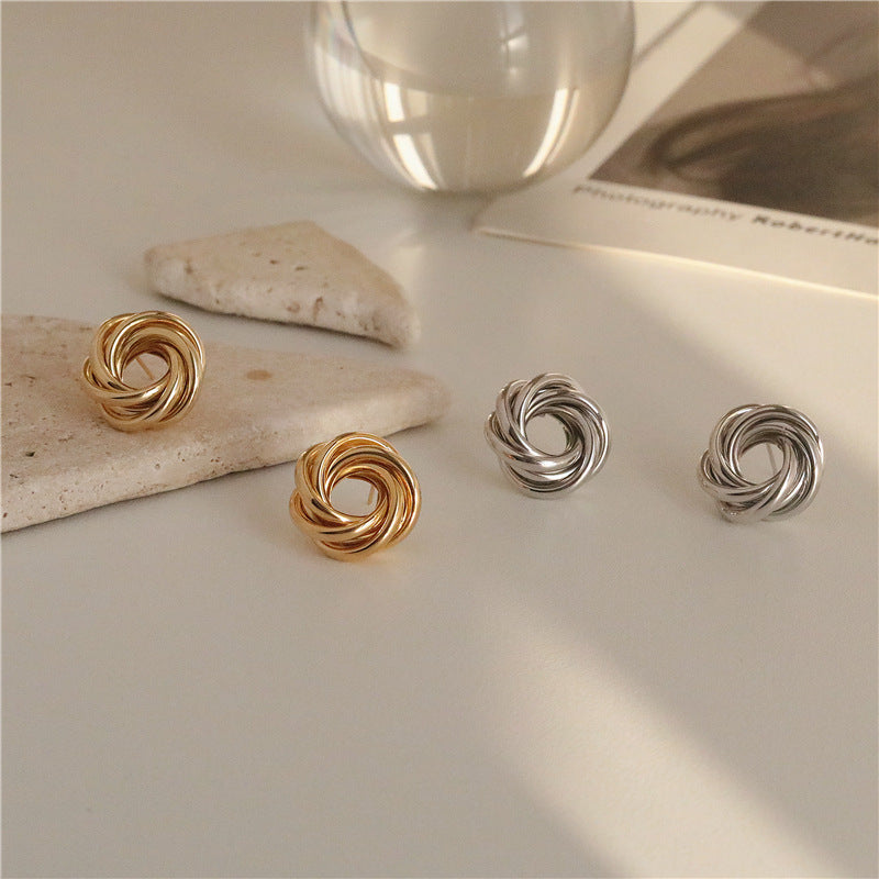 Flower-Shaped Earrings Metal Winding Geometric Hollow Earrings Earrings Women