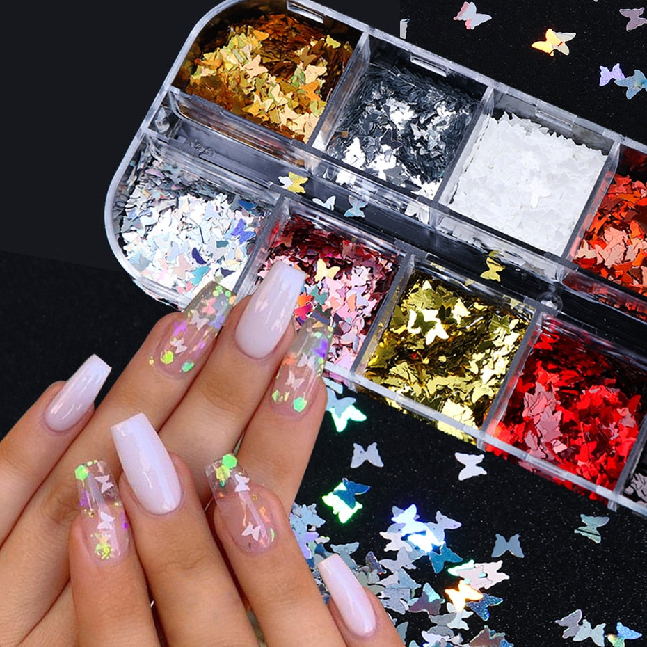 Symphony butterfly sequin nail decoration - Fashioinista