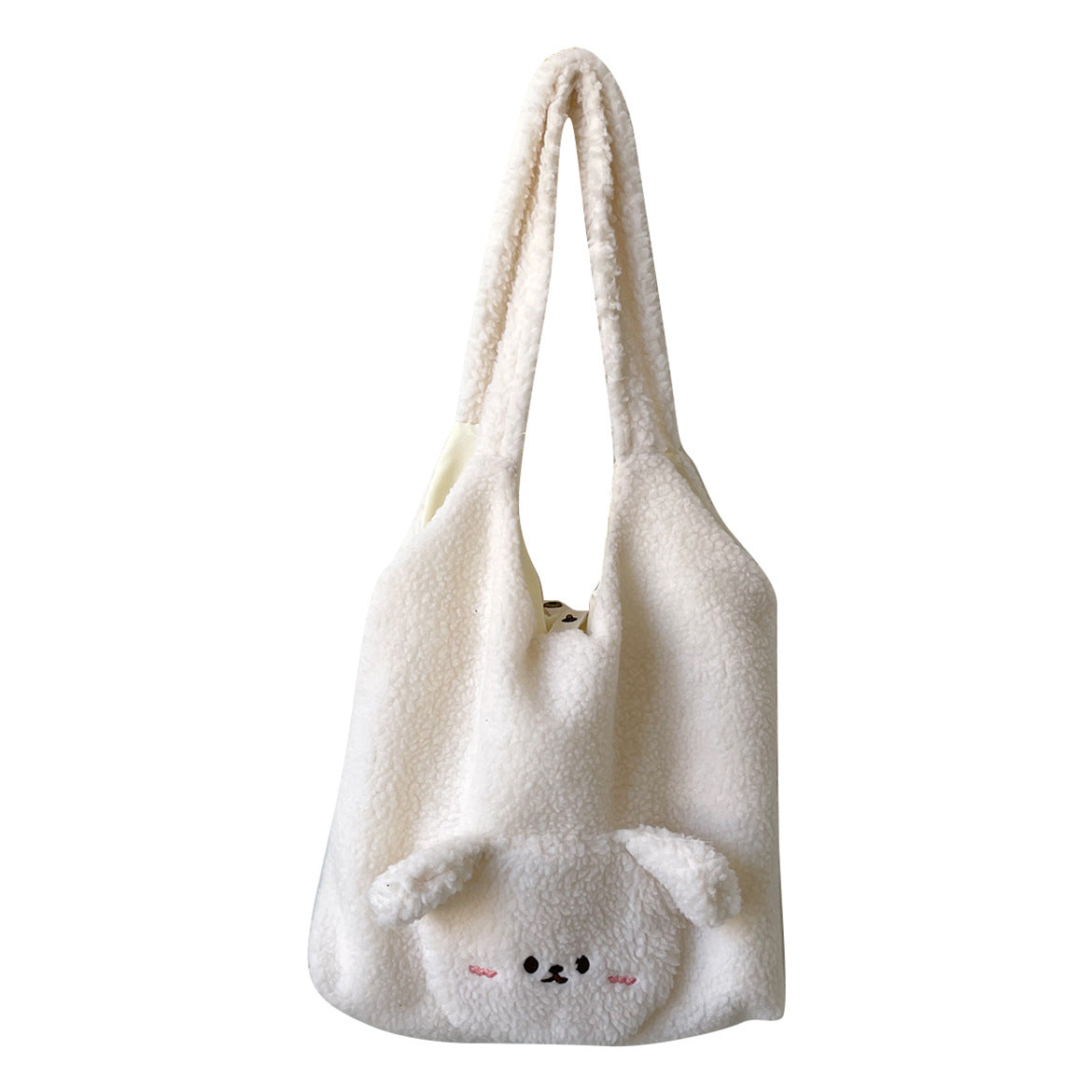 Personalized Bag For Women 3D Cartoon Bear Lamb Wool Shoulder Bag Winter High Capacity Daily Shopping Bags Girls College Style Handbags - Fashioinista