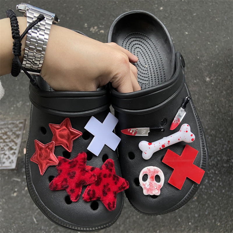 Star Plush Bright Shoes Buckle Hole Shoes Accessories - Fashioinista