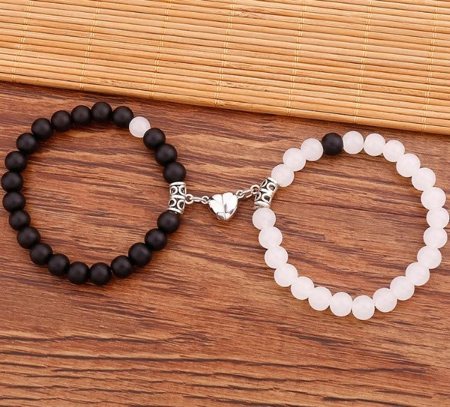 Black And White Love Magnet Suction Couple Bracelet Pair