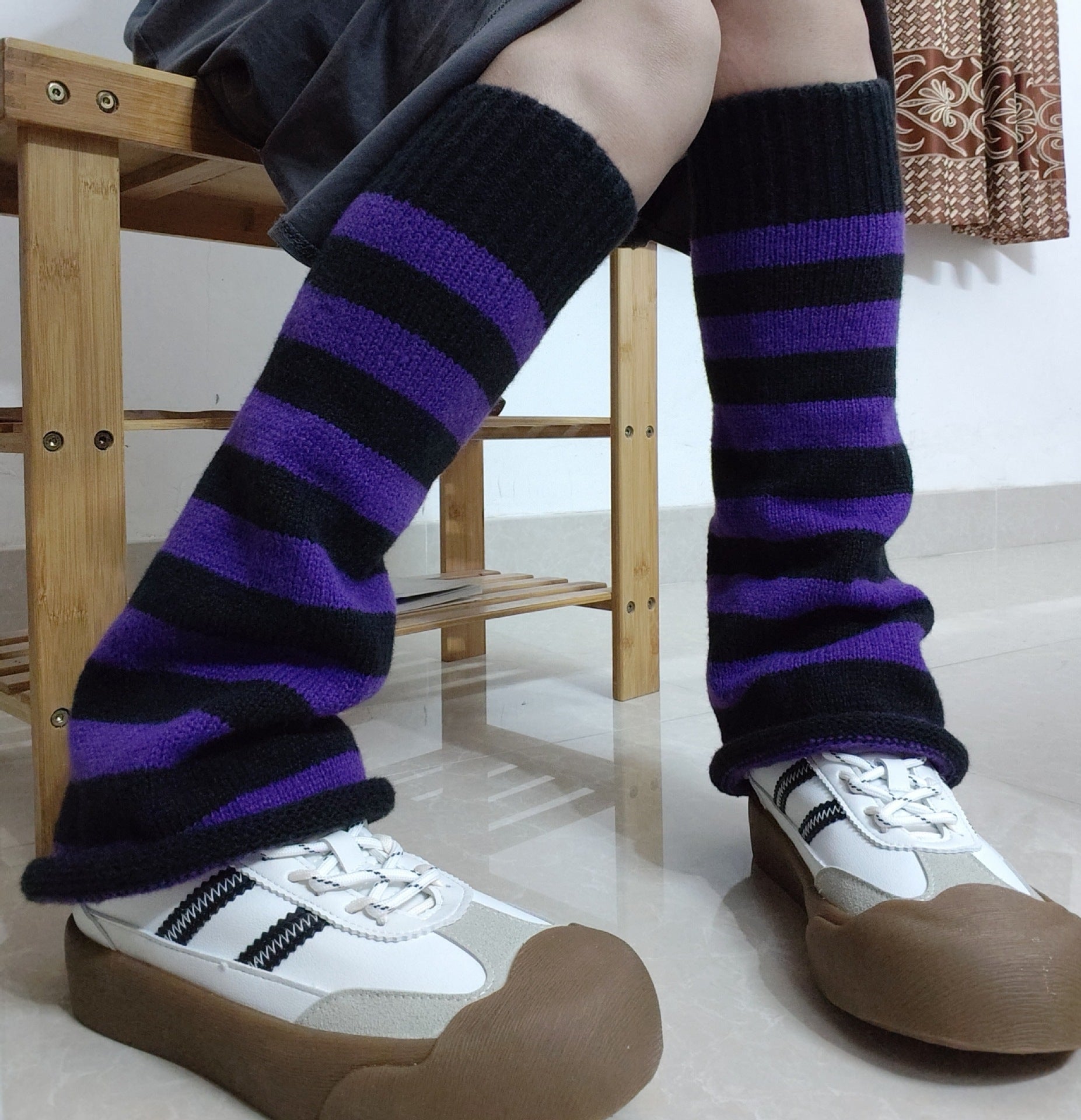 Retro Striped Warm Wool Loose Wide Leg Socks