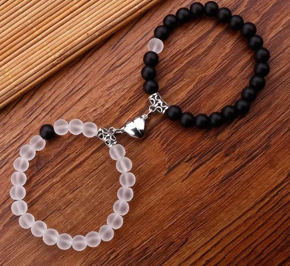 Black And White Love Magnet Suction Couple Bracelet Pair
