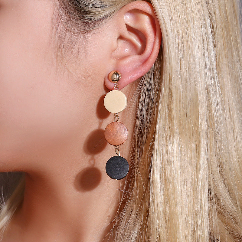 Korean Fashion Earrings Creative Wooden Tassel Earrings Women