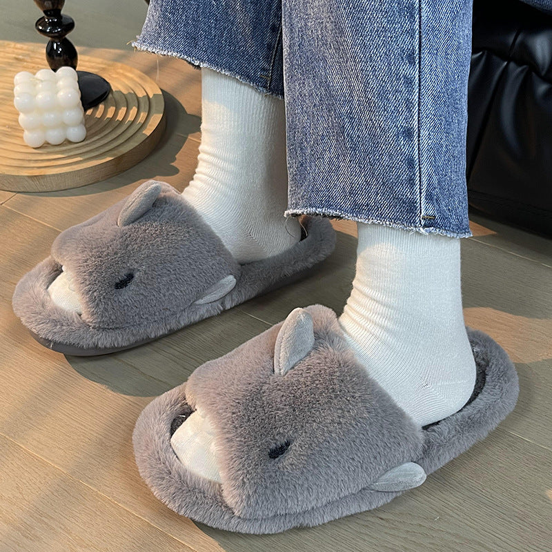 Shark Slippers Fluffy Slippers For Women Couple House Shoes Winter - Fashioinista