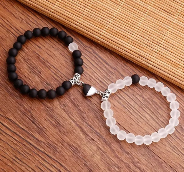 Black And White Love Magnet Suction Couple Bracelet Pair