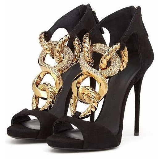 Chic Metal Open Toe Stiletto Sandals - Fashioinista