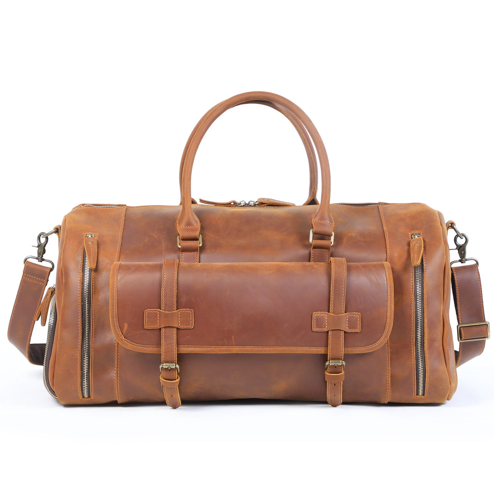 Men's Retro Genuine Leather Super Large Capacity First Layer Cowhide Leather Hand Luggage Bag - Fashioinista