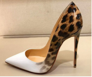 Shallow mouth pointed fine with color matching leopard sexy fashion high heels - Fashioinista