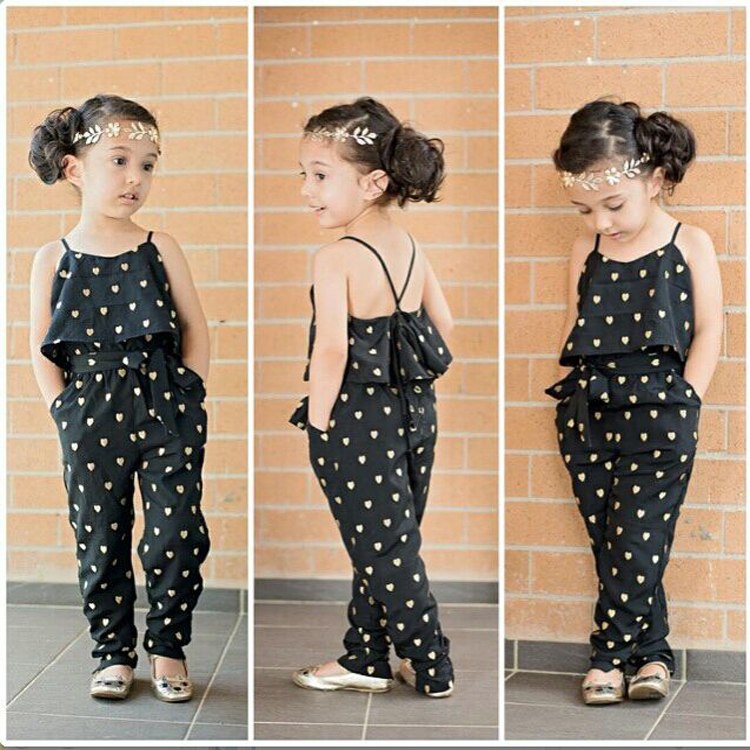 Fashion Summer Kids Girls Clothing Sets Cotton Sleeveless Polka Dot Strap Girls Jumpsuit Clothes Sets Outfits Children Suits - Fashioinista