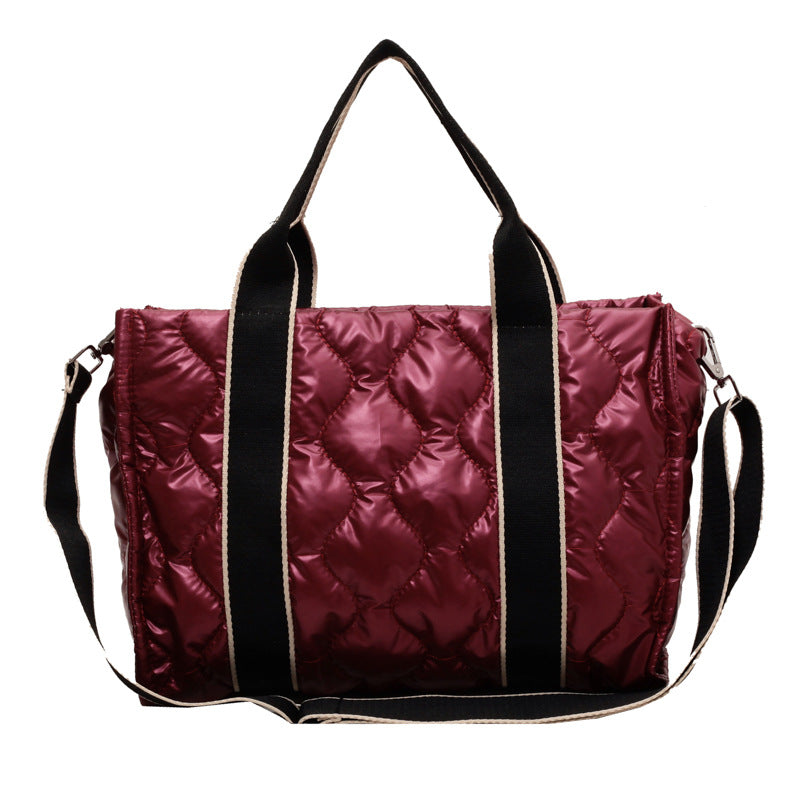 Rhombus Sewing Tote: Winter Down Shoulder Bag - Fashioinista