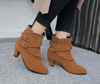 Winter Autumn Leather Casual Women High Heels Pumps Warm Ankle Boots - Fashioinista