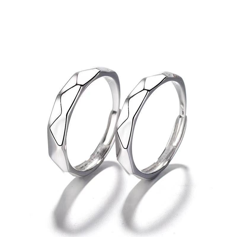 Angular Love Couple Ring Handmade Chinese Style Retro Men And Women Couple Rings