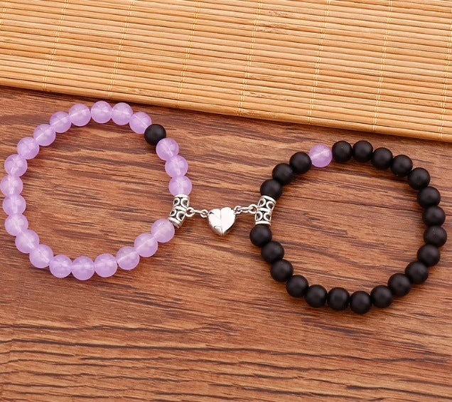 Black And White Love Magnet Suction Couple Bracelet Pair