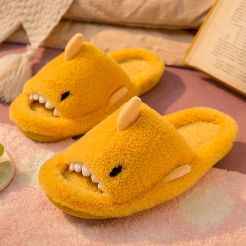 Shark Slippers Fluffy Slippers For Women Couple House Shoes Winter - Fashioinista