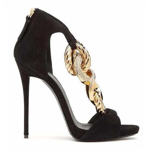 Chic Metal Open Toe Stiletto Sandals - Fashioinista