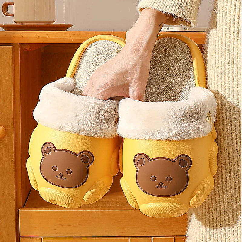 Bear Slippers Winter Warm Bedroom Slippers House Shoes For Women - Fashioinista