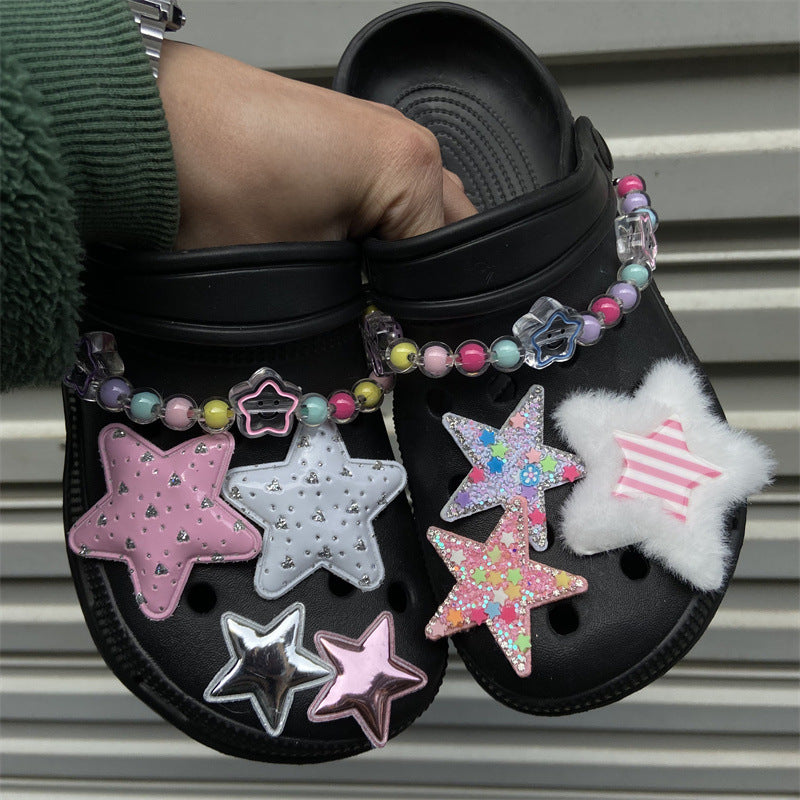 Star Plush Bright Shoes Buckle Hole Shoes Accessories - Fashioinista