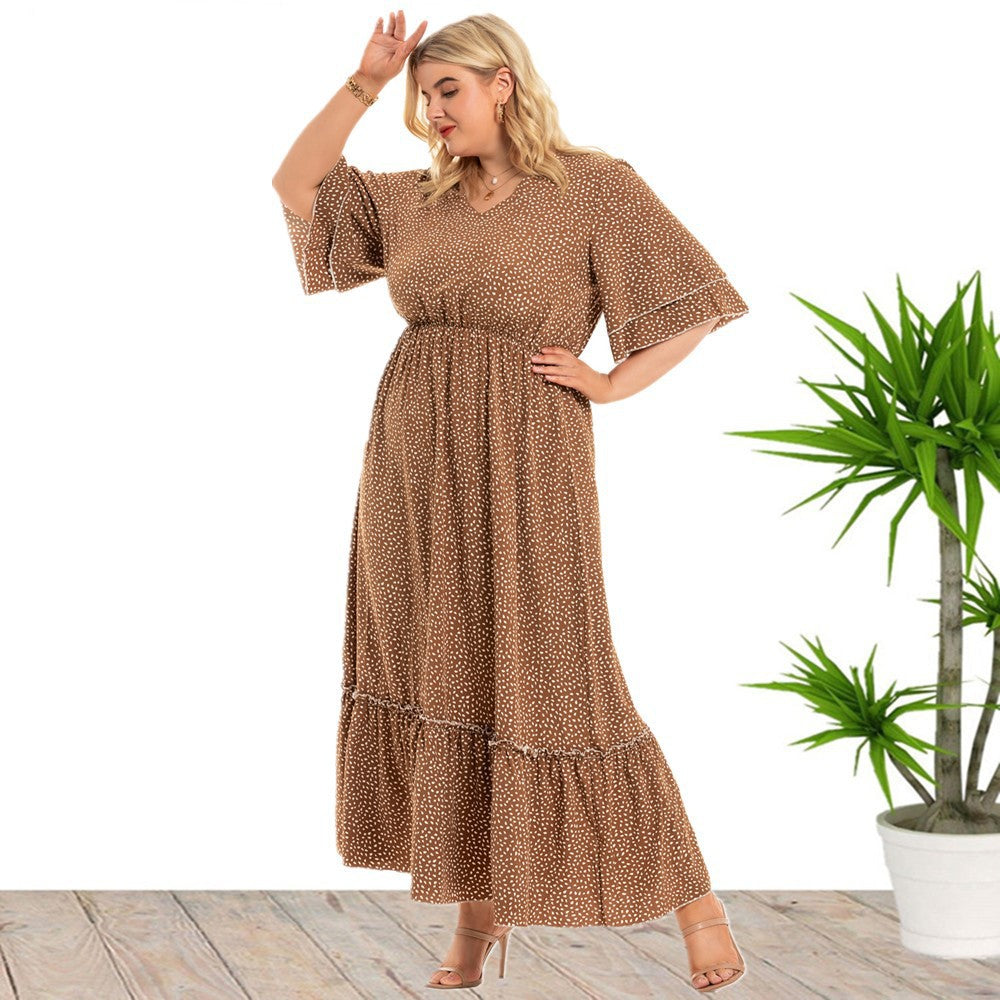 Bohemian Plus Size Women's Fashion Polka Dot Dress Women - Fashioinista