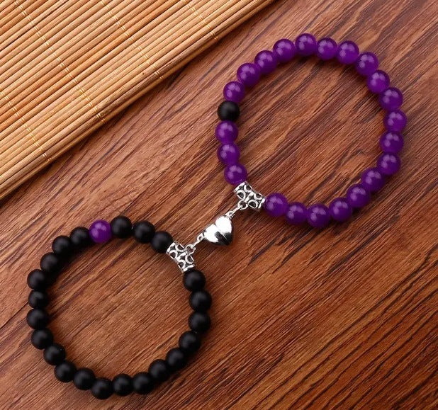 Black And White Love Magnet Suction Couple Bracelet Pair