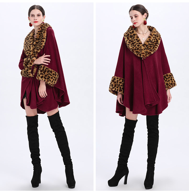 Loose Plus Size Fashion Fox Fur Collar Cloak Cape Women - Fashioinista