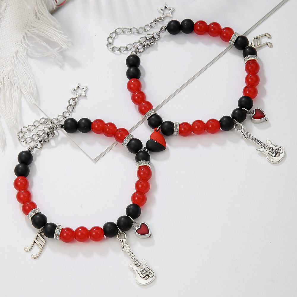 Black And White Love Magnet Suction Couple Bracelet Pair
