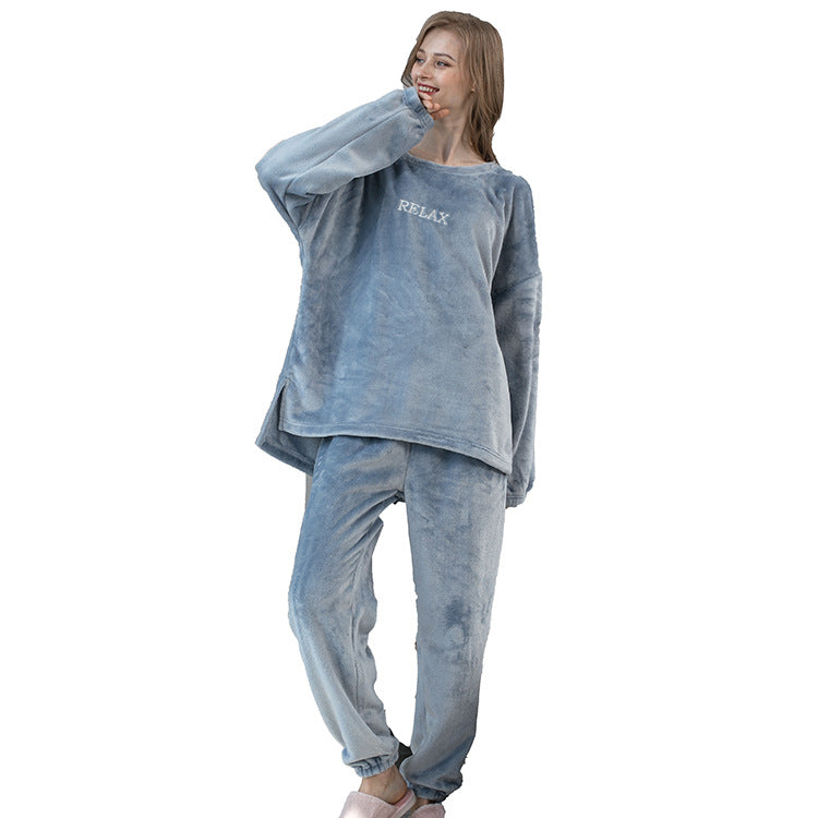 Flannel Pajamas Sets Winter Home Clothes For Women Men Sleepwear Couple - Fashioinista