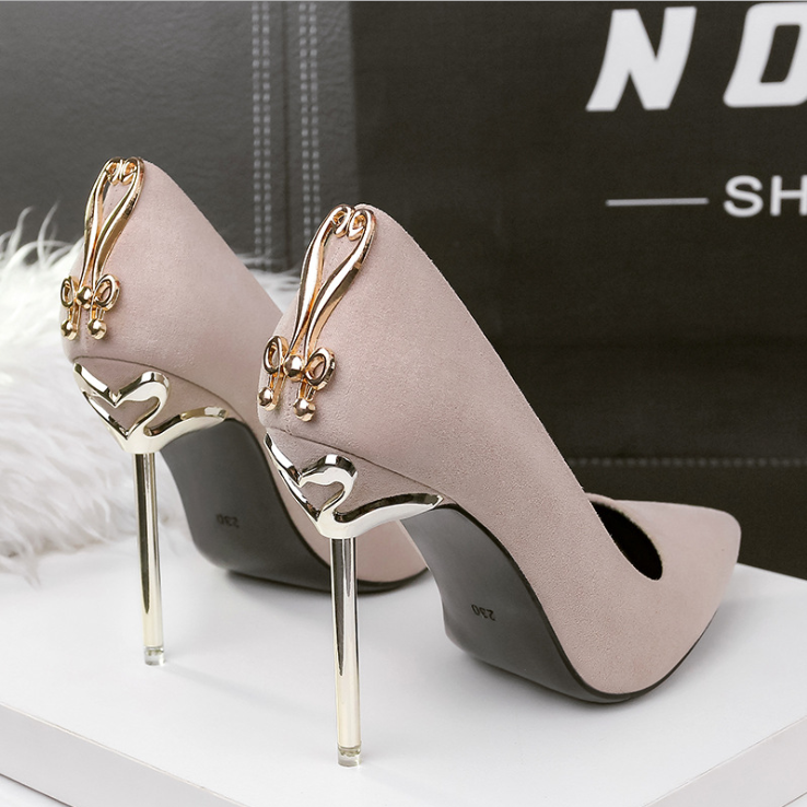 Women's fashion pointed high heels nightclub sexy metal with women's shoes stiletto metal bow banquet - Fashioinista
