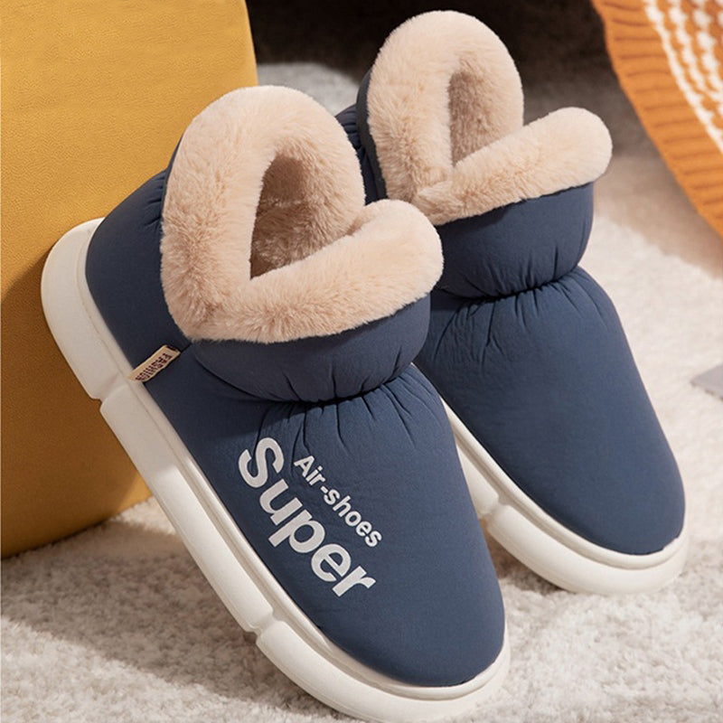 Warm House Shoes Plush Fleece High Back Heel Slippers Home Winter Warm Couple Shoes - Fashioinista