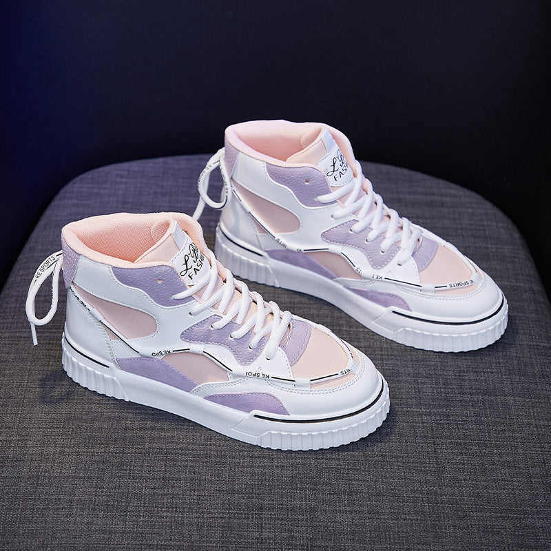 High Top White Shoes Women Flat Running Shoes Women - Fashioinista