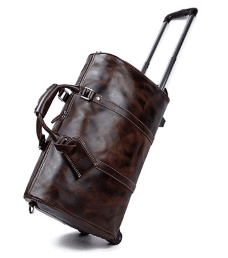 Large Capacity Cowhide Trolley Travel Bag - Fashioinista