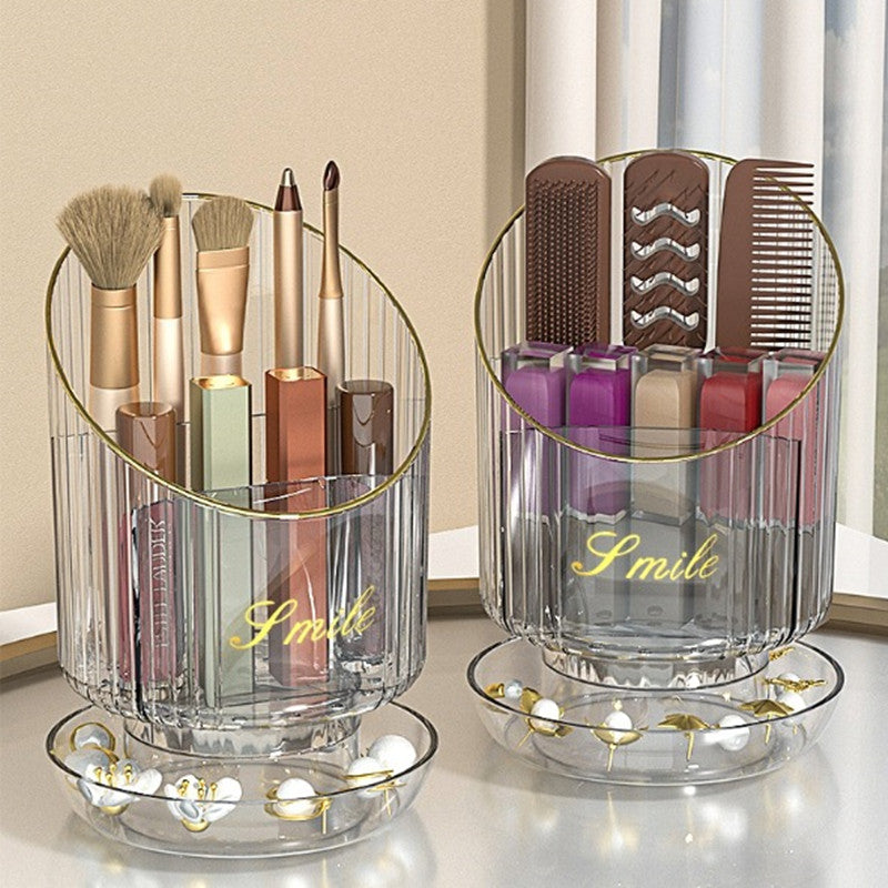 Large Capacity Rotating Cosmetic Brush Storage Container - Fashioinista